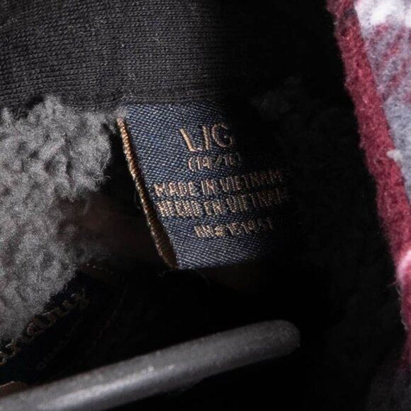 Freedom Foundry Dry Goods Fleece Jacket L 14 16 Plaid Red Gray Snap Plush Lining - Picture 2 of 7
